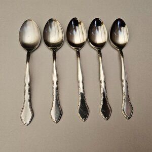 Free W/ Purchase 5 Stainless Steel Spoons 3 New/ 2 Used Japan Vintage Set of 5